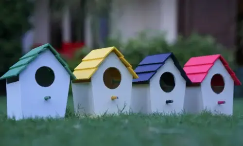 (Pack of 8) Colorful Waterproof PVC Bird House Set